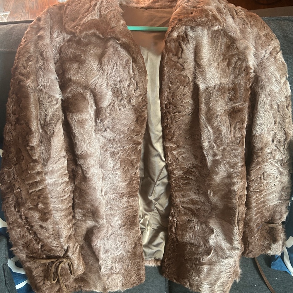 Women's Y2K Brown Faux Fur Coat